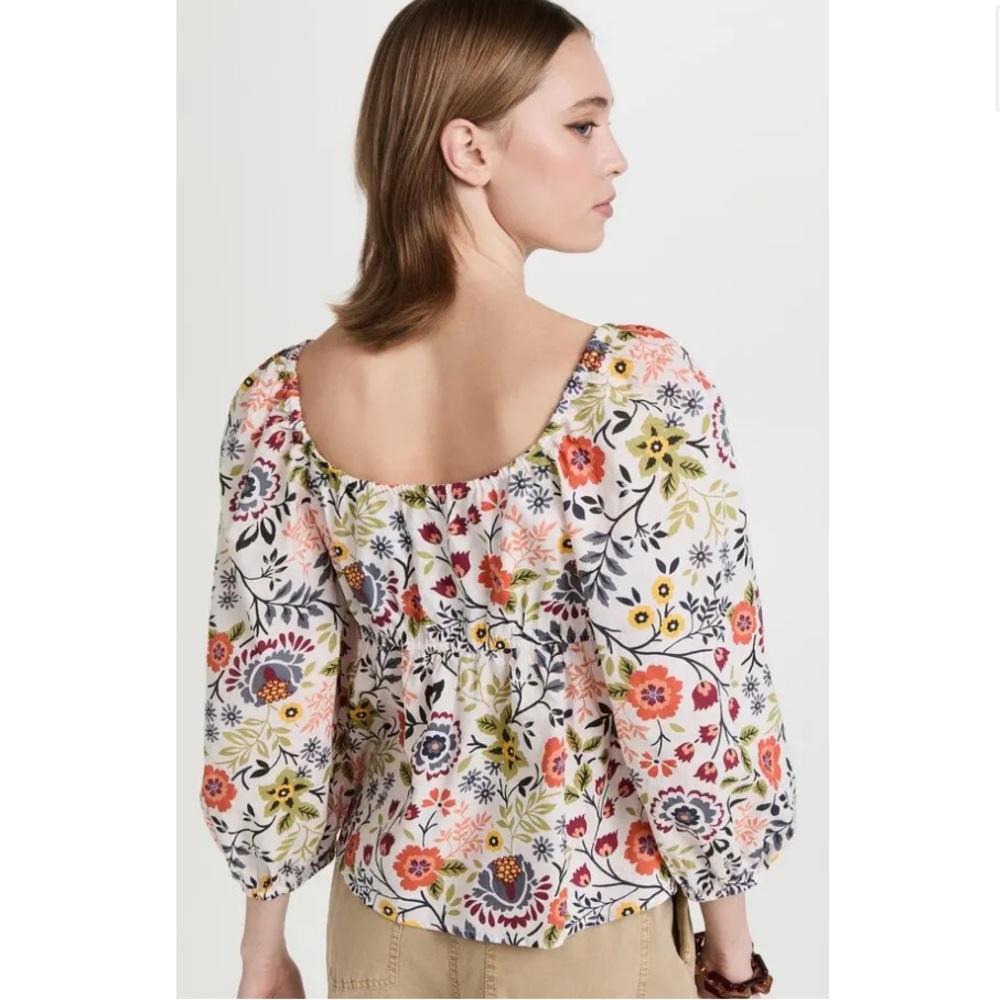 Velvet by Graham & Spencer Stass Floral Multicolor Floral Cotton Babydoll Blouse - Picture 2 of 13